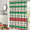 thumbnail image 2 of Christmas Shower Curtain, Green Xmas Tree and Snowflake Shower Curtain for Bathroom Red Bows Star Shower Curtain with Hooks New Year Bathroom Decor, 72x84 Inch, 2 of 6