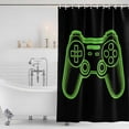 thumbnail image 3 of Green Game Controller Shower Curtain, Waterproof Shower Curtains for Bathroom, Modern Art Gaming Handheld Black Washable Fabric Bathtub Curtain Set Bath Decor with 12 Hooks Stall 36"x72", 3 of 8