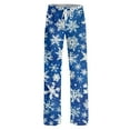 thumbnail image 5 of Women's Fashion Loose Casual Christmas Snowman Print Pants with Drawstring Elastic Waist, Comfortable Sleepwear and Loungewear Trousers for Home,Blue,2XL, 5 of 7