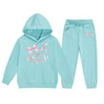 thumbnail image 3 of WOYY Tween Girls Outfits Bow Print Hoodie Sweatpants Sweatsuit, Sizes 12-13, 3 of 3