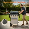 thumbnail image 3 of Biotree 4 Burner BBQ Propane Gas Grill, Stainless Steel 38,000 BTU Patio Garden Barbecue Grill with Two Foldable Shelves, 3 of 9