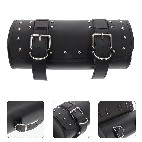 OUNONA Large Capacity Black Motorcycle Handlebar Bag for Trips, Storage Pouch 1 Set