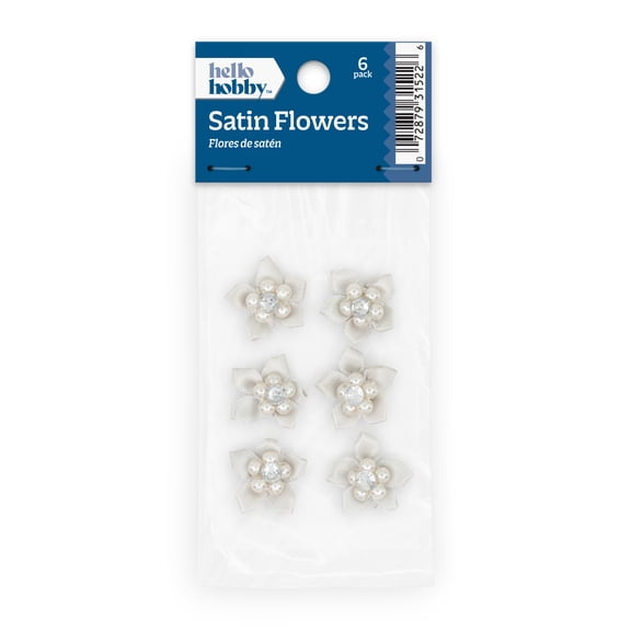 Hello Hobby Accessory Flowers with Gems, Gray, 6 piece