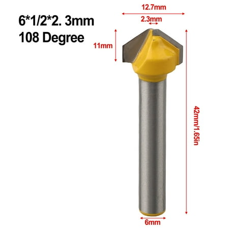 

6mm 108 135 Degree V-shaped Flat Router Bit Woodworking Engraving Milling Cutter