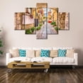 thumbnail image 4 of TISHIRON 5PCS Framed Street Theme Canvas Wall Art Set,60"x40" Town Streets and Flowers Canvas Art Decor, 4 of 7