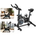 thumbnail image 3 of S-HOME Indoor Exercise Bike with Adjustable Resistance and Monitor, Stable Base, Portable Design for Home Fitness Daily Use, Black+Blue, 3 of 19