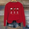 thumbnail image 2 of VBARHMQRT Chandail à Capuchon Noir Femme Chandail en Molleton Mode Automne/hiver Femme Imprimé Verre de Noël Col Rond, 2 of 3
