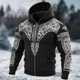 thumbnail image 2 of XIAOCHA Men's Bold Tribal Print Zip Hoodie Stretchy Relax Fit Winter Daily Wear Hooded Pullover, 2 of 4