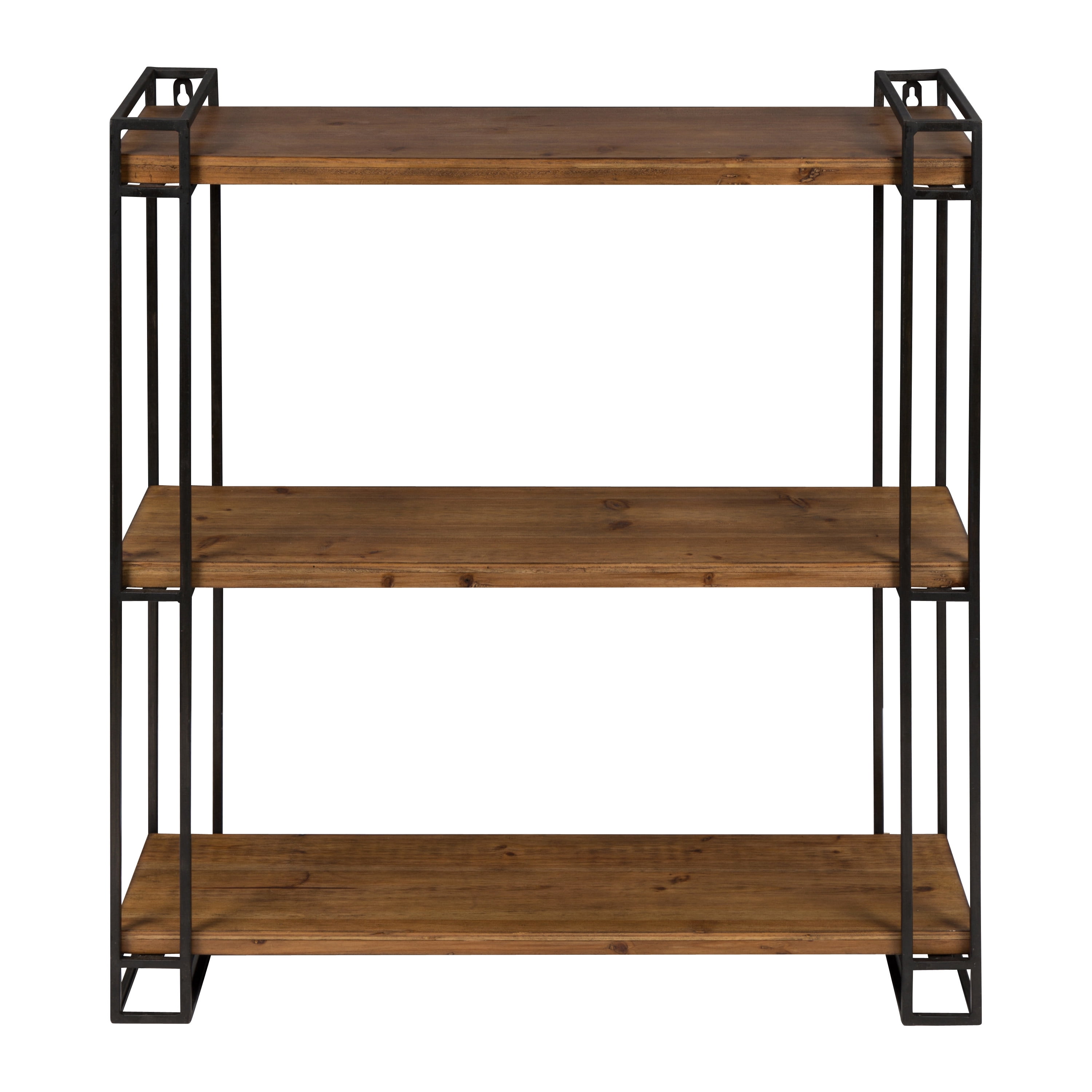 Kate and Laurel Lintz Floating Wall Shelves, 30-1/2"H x 26"W x 7-1/4"D, Brown/Black