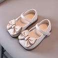 thumbnail image 2 of KPOPLK Girls Dress Shoes Glitter Princess Shoe Flower Mary Jane Low Heels Party Wedding Prom Footwear for Toddler Kids Size 9.5,Beige, 2 of 4