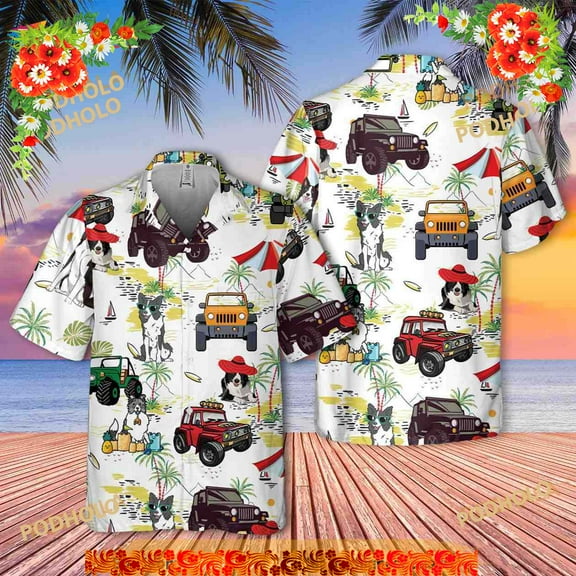 Border Collie Hawaiian Shirt, Couple Hawaiian Shirt, Car Hawaiian,