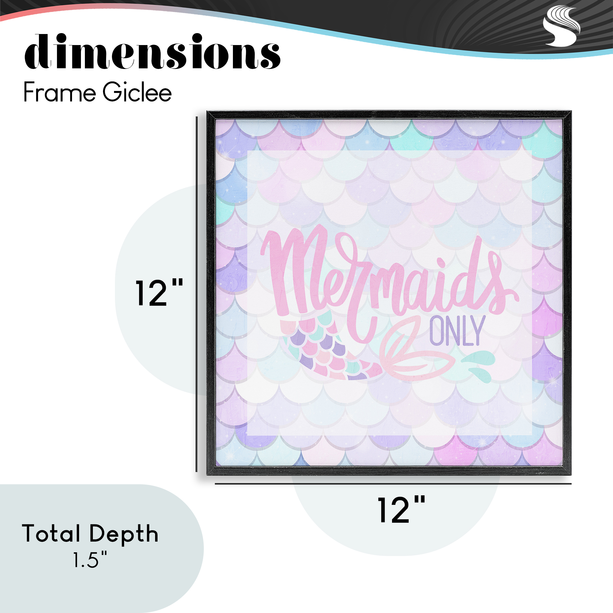 Pastel Mermaids Only Black Framed Giclee Art, design by Kim Allen