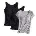 thumbnail image 1 of JMKQLZ Women's Cotton Solid Color Chest Mat Without Steel Rim Base Shirt, 1 of 2
