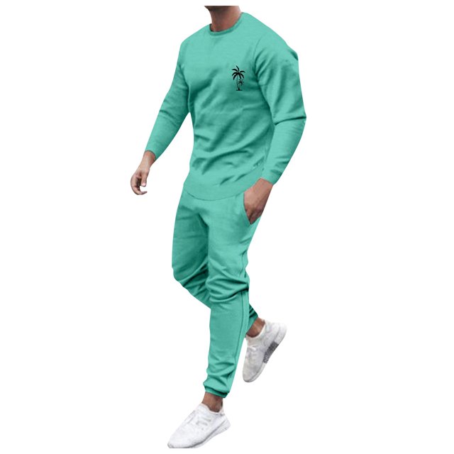 toraway Costumes pour Hommes Coupe Régulière Mode Décontractée Imprimé Dégradé Cocotier Ensemble de Vacances Plage m