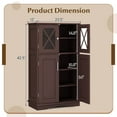 thumbnail image 3 of Costway Bathroom Storage Cabinet Linen Storage Cabinet with Doors and Adjustable Shelves Brown, 3 of 7