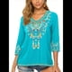 thumbnail image 2 of Blusas Mexicanas para Mujer, Camisas Bordadas, Ropa Hippie, Túnicas de Fiesta, Blusas Bohemias Campesinas de Talla Grande. Azul 5XL, 2 of 6