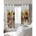 thumbnail image 4 of Spring Sunflower Glass Bottle Blackout Curtains for Bedroom Living Room Darkening Curtains 54 Inch Long Brown Bow Leopard Short Curtain for Small Window Treatment Insulated Grommet Drapes 42"x54"x2, 4 of 9