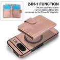 thumbnail image 5 of Allytechgroup Detachable Cards Holder Case for Google Pixel 8, RFID Blocking 2 In 1 Wallet PU Leather Case with Stand Compatible with Magsafe Shockproof Cover for Google Pixel 8, Rosegold, 5 of 5