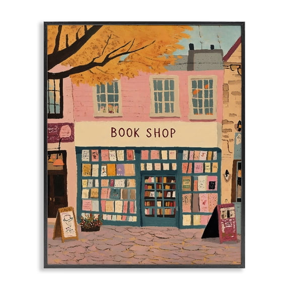 Stupell Industries Eclectic Fall Book Shop Facade Black Framed Giclee Art, 11 x 14, by The Prints Vibe