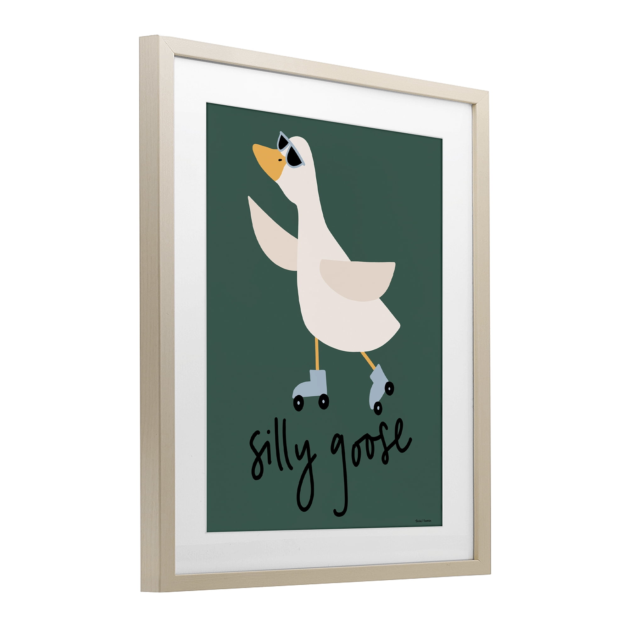 Stupell Industries Silly Goose on Skates Birch Framed Print Under Glass, design by Rachel Nieman