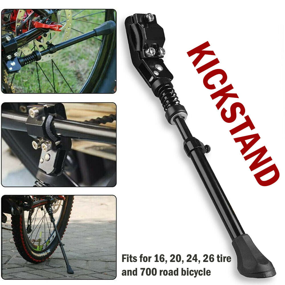 Black MTB  Side Kickstand Road Bike Kick Stand Mountain Bicycle Adjustable Alloy 