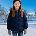 thumbnail image 3 of Teylalorva Girls Outerwear Jackets Reversible Fleece Lined Hooded Puffer Coat Warm Winter Outdoor Coat（1-12） Navy Size 11, 3 of 8