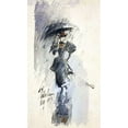 thumbnail image 2 of Hassam, Childe 12x18 White Modern Wood Framed Museum Art Print Titled - Woman with Umbrella, 2 of 4