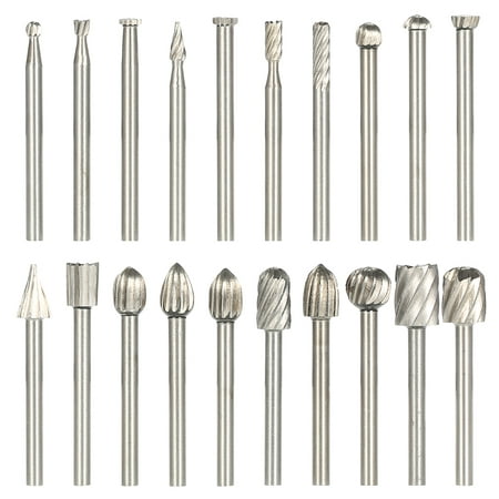 

Meterk 20PCS 3mm Shank HSS CNC Rotary Burrs Set Tools File Milling Cutter Engraving Bits for Drilling Woodwork Electric Grinding Accessories
