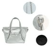 thumbnail image 6 of Olivia & Kate Women's Vegan Leather Silver Everyday Satchel withTop Handles & Chain Strap, 6 of 6