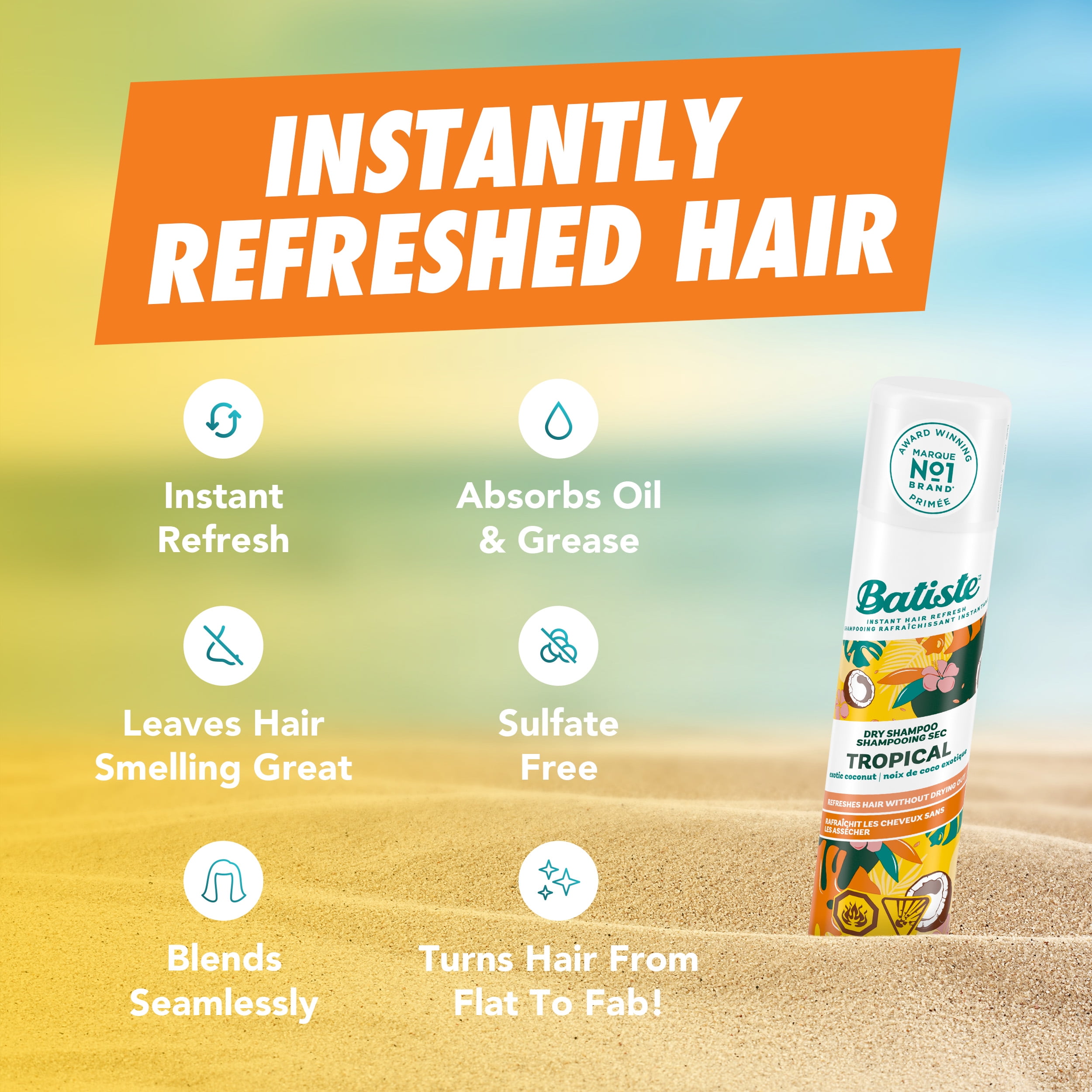 Shampooing sec Tropical de Batiste 200 mL, shampooing sec