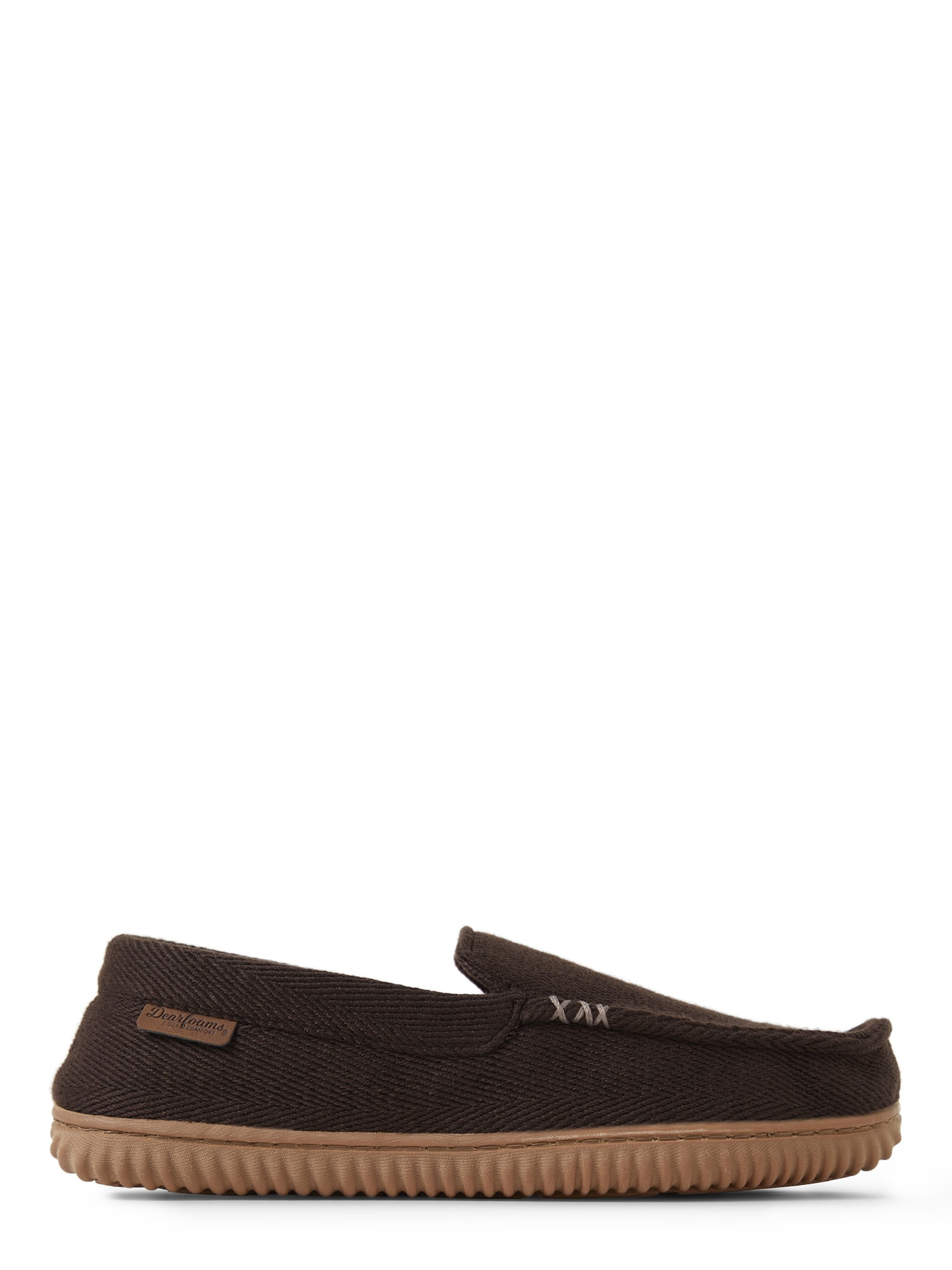 Dearfoams Cozy Comfort Men's Herringbone Moccasin Slippers