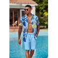 thumbnail image 2 of COOFANDY Mens Hawaiian Shirt and Shorts Set 2 Piece Vacation Outfits Floral Button Down Shirt, 2 of 8