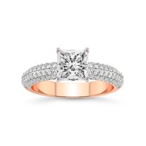 5 Carat IGI Certified Princess Shape Lab Grown Diamond Engagement Ring | 14K Rose Gold |Casimer Side Stone Diamond Ring | FG-VS1-VS2 Quality Friendly Diamonds