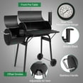 thumbnail image 4 of Segmart BBQ Charcoal Grill, 43.7-inch Length Portable Barbecue Grill, Offset Smoker Barbecue Oven with Wheels & Thermometer for Outdoor Picnic Camping Patio Backyard, 4 of 7