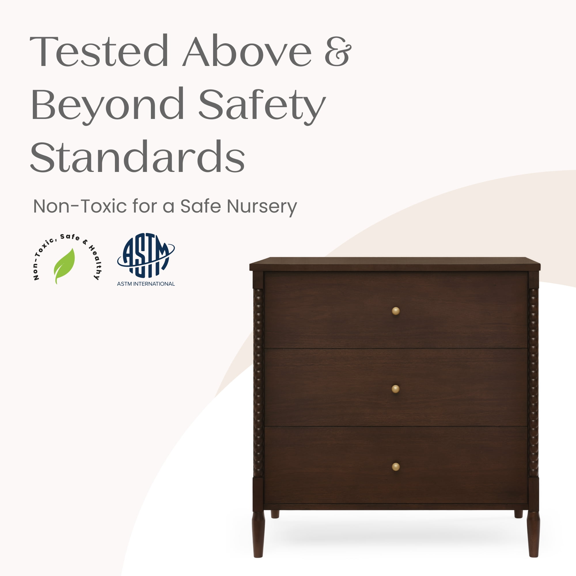 Delta Children Lily 3 Drawer Dresser with Interlocking Drawers, Walnut Espresso