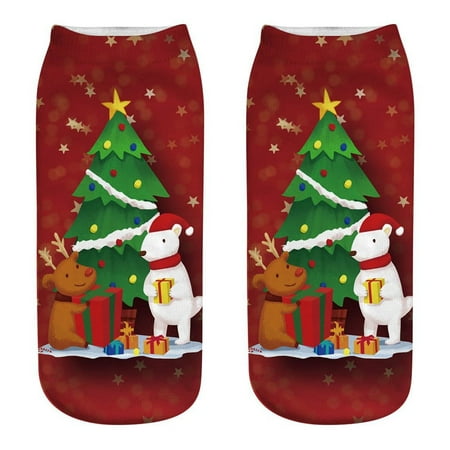 

QWERTYU Women s Christmas Warm Causal Winter Low Cut Socks Compression Soft Socks Red One Size