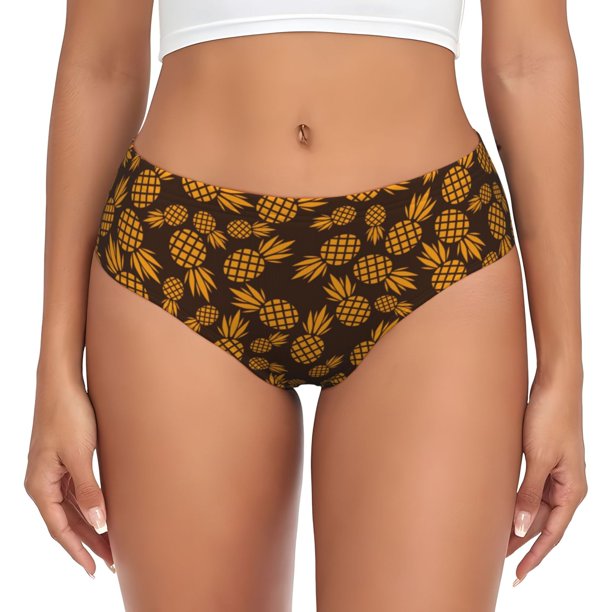 Balery Colorful Pineapple Ropa Interior de Algodón para Mujer con Dibujo – Braguitas Cómodas y Elásticas, Estilo Clásico-X-Large