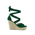 thumbnail image 3 of BLISSFUL STEP Women's Shoes Lace Up Espadrilles Platform Wedge Sandals Green 6, 3 of 7