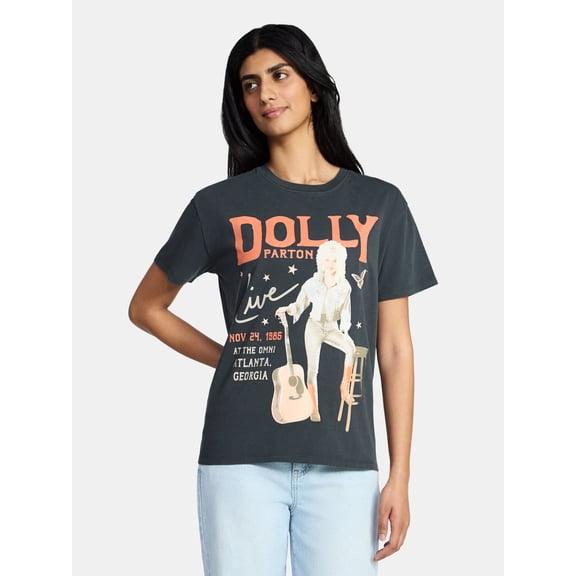 Dolly Parton Women's Live Graphic Tee with Short Sleeves, Sizes XXS-XXL
