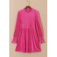 thumbnail image 6 of Adorable Frilled Neck Smocked Bodice Velvet Dress in Rosy Color - [ZhiHiMeRi] | (US 8-10)M,Rose Red, 6 of 12