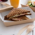 thumbnail image 2 of Cafe Vision 34 oz Rectangle Kraft Paper Large Take Out Container - 8 1/2" x 5 1/4" x 1 1/2" - 200 count box, 2 of 2
