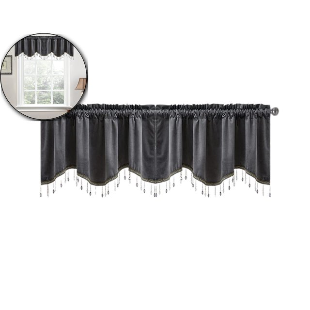 Dvruxg Fringed Window Curtains, Patterned Short Drapes with Tassels – Polyester Rod Pocket Panels for Kitchen, Bathroom, Living Room – Stylish Modern Home Decor