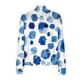 thumbnail image 5 of Womens Crop Bomber Jackets with Pockets Long Sleeve Casual Zip Up Jacket Outerwear No Hood Printed Fashion Coats (2XL, Blue), 5 of 7