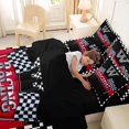 thumbnail image 5 of Catabedysis Race Car Alphabet Print 7pcs Queen Bedding,Plaid Letter W Design Bedding Comforter Set Queen,Black Reversible For Boys, 5 of 7