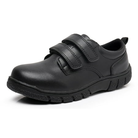 Blikcom Boys Kids School Uniform Shoes Adjustable Laces Formal Oxford Dress Shoes Loafers (Color : Black  Size : 4 Big Kid)