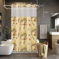 thumbnail image 5 of Easter Rabbits No Hooks Shower Curtain with Snap-in Liner Spring Watercolor Floral Bunny Yellow Background Shower Curtains for Bathroom, Waterproof, Easy Install, Washable 54"x78", 5 of 9