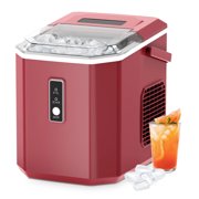SIMZLIFE Ice Maker Countertop , 26.5 lbs/24H, 9 Cubes in 6 Mins,Self-Cleaning, Portable Ice Maker with Handle for Home,Red