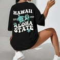 thumbnail image 4 of UANWENN T-Shirt d'Été Imprimé Col Rond Manches Courtes Raglan Style Plage Décontracté (4) T-Shirts Longs Ajustés pour Femmes Col Roulé pour Femmes Pack T-Shirts Décontractés Manches Courtes pour Femmes, 4 of 5