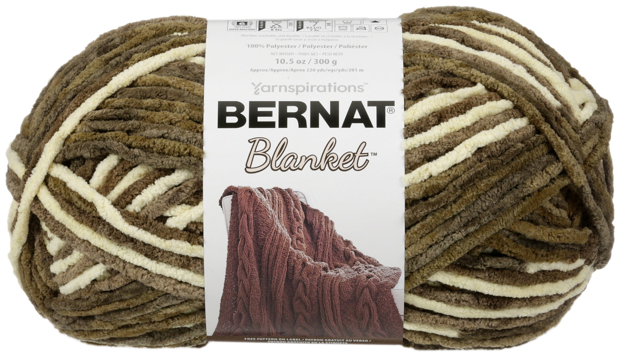 Bernat® Blanket™ #6 Super Bulky Polyester Yarn, Gathering Moss 10.5oz/300g, 220 Yards