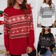 thumbnail image 4 of Sudadera navideña para mujer, renos, Navidad, cuello redondo, jersey de punto de vacaciones, tops Abanopi Pequeña, 4 of 7